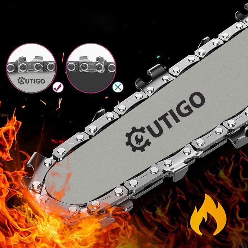 OUTIGO Mini Chainsaw with Battery, 8 inch Electric Chainsaw with 2 * 21V Batteries, with Safety Lock and Strong Motor for Tree Trimming, 800 W - Image 4